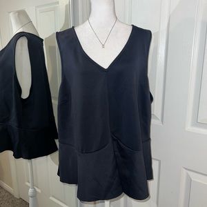 Eloquii Navy Blue V-Neck Peplum Blouse 24